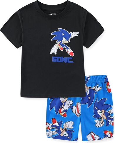 تي شيرت SEGA Sonic the Hedgehog للأولاد بأكمام قصيرة ومجموعة قصيرة شبكية للأطفال الصغار والكبار in Kuwait