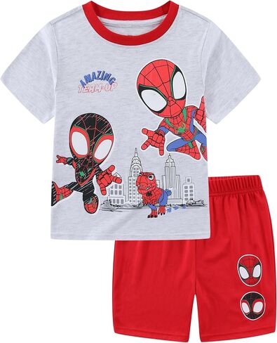 تي شيرت قصير الأكمام للأولاد من Marvel Spider-Man Miles Morales ومجموعة قصيرة شبكية للأطفال الصغار والكبار in Kuwait