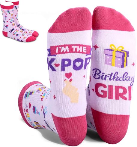 هدايا عيد ميلاد kpop للفتيات والنساء، جوارب عيد ميلاد K Pop للفتيات المراهقات 7-12، Kpop Merch للمغنيين عشاق K-pop، زينة عيد ميلاد K-Pop الأرجواني لابنة حفيدة ابنة أخت أخت in Kuwait