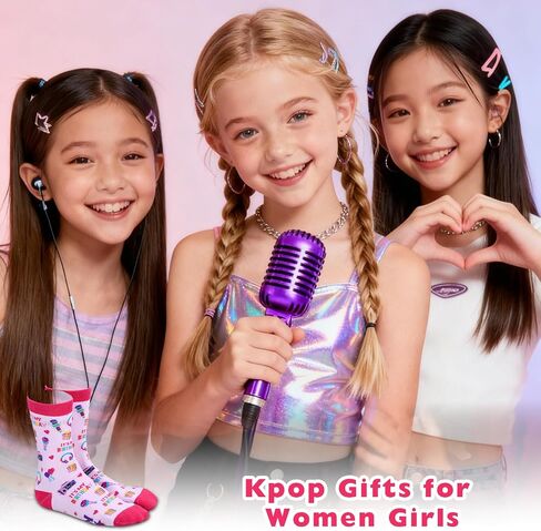 هدايا عيد ميلاد kpop للفتيات والنساء، جوارب عيد ميلاد K Pop للفتيات المراهقات 7-12، Kpop Merch للمغنيين عشاق K-pop، زينة عيد ميلاد K-Pop الأرجواني لابنة حفيدة ابنة أخت أخت in Kuwait