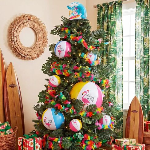12 Pack 12" Beach Balls Bulk Christmas in July Inflatable Flamingo Swimming Pool Balls for Birthday Party Supplies Favors Luau Decorations Summer Blow up Classic Rainbow Water Fun Gifts in Saudi Arabia