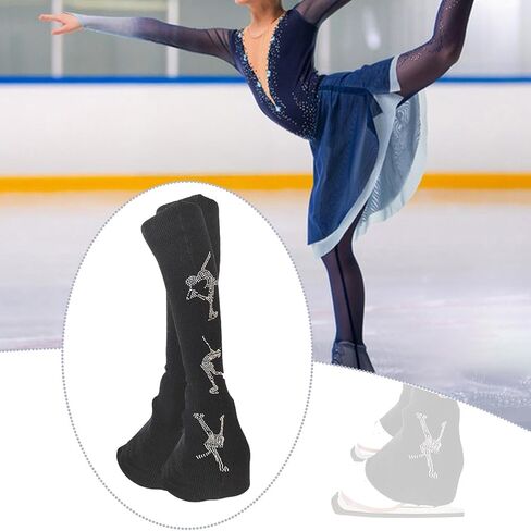 2 Lightweight And Modern Figure Skating Leg Warmers, Warm Protectors for Training, Dancing And Winter Activities, black in Saudi Arabia