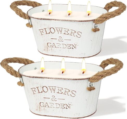 Citronella Candles Outdoor, 2 Packs Large Citronella Candles for Garden, 3-Wick Natural Soy Wax Lemongrass Candle, 140 Hours Long Lasting Burning Candle for Patio Yard Home Balcony Camping in Kuwait