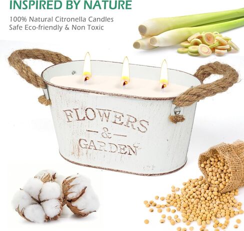 Citronella Candles Outdoor, 2 Packs Large Citronella Candles for Garden, 3-Wick Natural Soy Wax Lemongrass Candle, 140 Hours Long Lasting Burning Candle for Patio Yard Home Balcony Camping in Kuwait