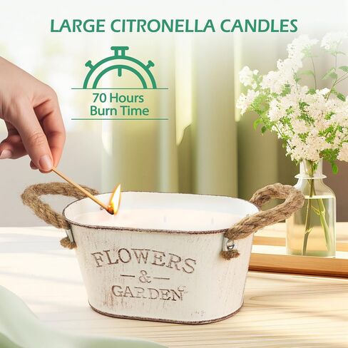 Citronella Candles Outdoor, 2 Packs Large Citronella Candles for Garden, 3-Wick Natural Soy Wax Lemongrass Candle, 140 Hours Long Lasting Burning Candle for Patio Yard Home Balcony Camping in Kuwait