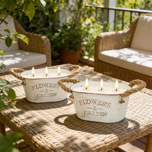 Citronella Candles Outdoor, 2 Packs Large Citronella Candles for Garden, 3-Wick Natural Soy Wax Lemongrass Candle, 140 Hours Long Lasting Burning Candle for Patio Yard Home Balcony Camping in Kuwait
