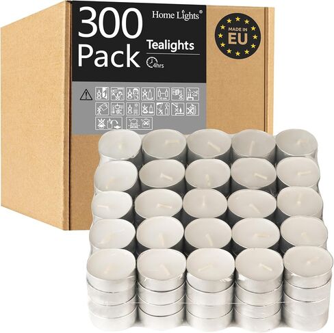 Tealight Candles - 4 Hours - Giant 100,200,300 Bulk Packs - White Unscented European Votive Smokeless Tea Lights for Shabbat, Weddings, Christmas, Home Decorative- 100 Pack in Saudi Arabia