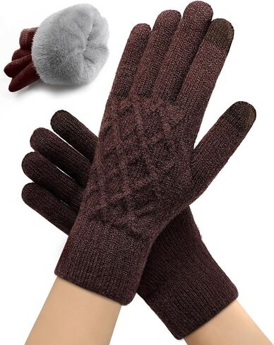Winter Gloves for Women Men – Warm Touchscreen Knit, Thermal Wool Lining Cold Weather Gloves for Driving Texting in Saudi Arabia