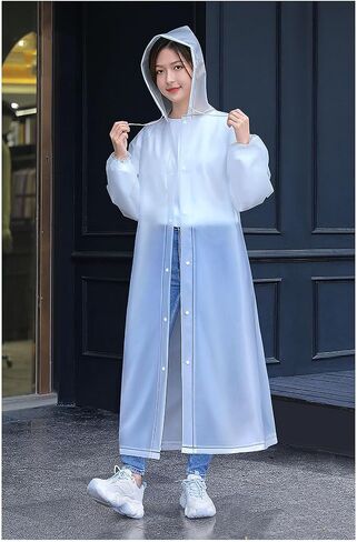 معطف مطر EVA قابل لإعادة الاستخدام من MAVIS LAVEN، معطف مطر خفيف الوزن وقابل للطي ومقاوم للماء للبالغين معطف واق من المطر بغطاء رأس سميك مع أساور مرنة للسفر في الهواء الطلق والمشي لمسافات طويلة وركوب الدراجات in Kuwait
