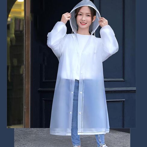 معطف مطر EVA قابل لإعادة الاستخدام من MAVIS LAVEN، معطف مطر خفيف الوزن وقابل للطي ومقاوم للماء للبالغين معطف واق من المطر بغطاء رأس سميك مع أساور مرنة للسفر في الهواء الطلق والمشي لمسافات طويلة وركوب الدراجات in Kuwait