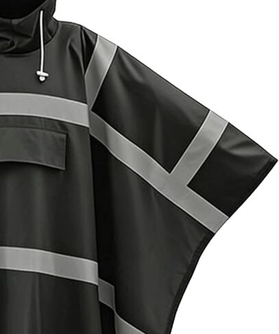 High Visibility Rain Cape Reflective Rain Poncho Gear with Bat Wing Hem and Large Pocket for Cycling Hiking Camping Commuting in Kuwait