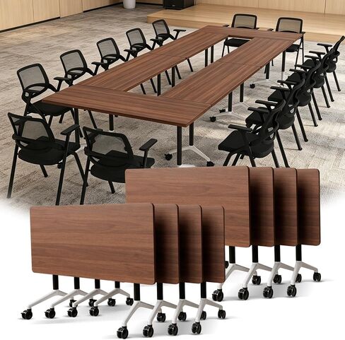 Conference Room Tables,47.2" Modern Office FoldingTraining Conference Tables,Flip Top Mobile Seminar Table with Lockable Wheels,Mobile Foldable Meeting Table for Classroom Office (white, 4 pack) in Saudi Arabia