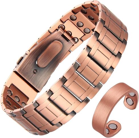 Copper Bracelet for Men, 3X Strength 99.99% Pure Copper Bracelet Magnetic Jewelry with Powerful Magnets, Adjustable with Sizing Tool and Gift Box in Saudi Arabia