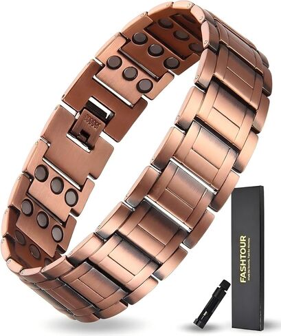 Copper Bracelet for Men, 3X Strength 99.99% Pure Copper Bracelet Magnetic Jewelry with Powerful Magnets, Adjustable with Sizing Tool and Gift Box in Saudi Arabia