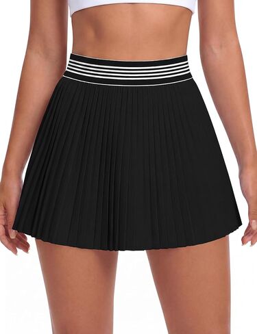 BMJL Women's High Waisted Pleated Tennis Skirt with Striped Elastic Waistband Athletic Skirt in Kuwait