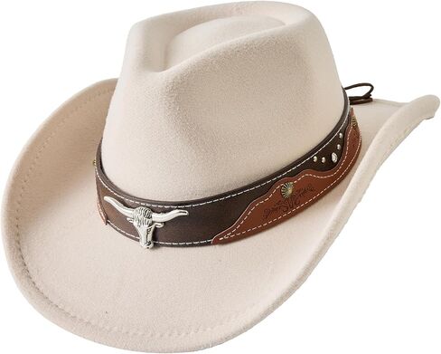 Jastore Kids Girls Boys Cowboy Cowgirl Hat Western Wide Brim Felt Fedora Hat with Buckle Belt in Kuwait