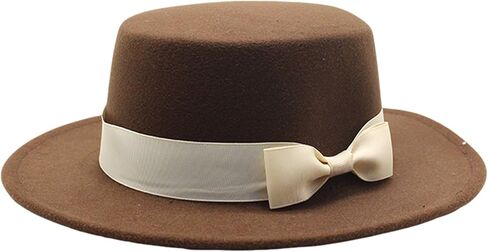 Women's Felt Fedora Hat with Ribbon Bow Medium Brim Flat Top Jazz Hat for Ladies' Party Wedding Daily All-Season Wear in Saudi Arabia