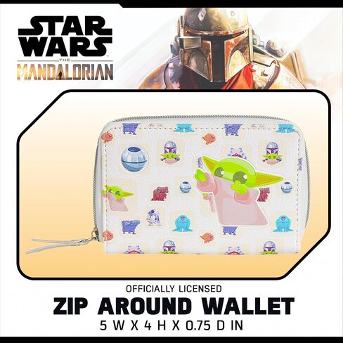 محفظة STAR WARS Grogu، محفظة Mandalorian Zip، بيضاء in Kuwait