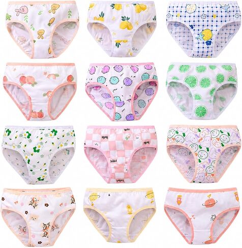 12 Pack Panties Soft Comfort Knickers Cotton Underwear Little Girls Assorted Briefs（New） in Kuwait