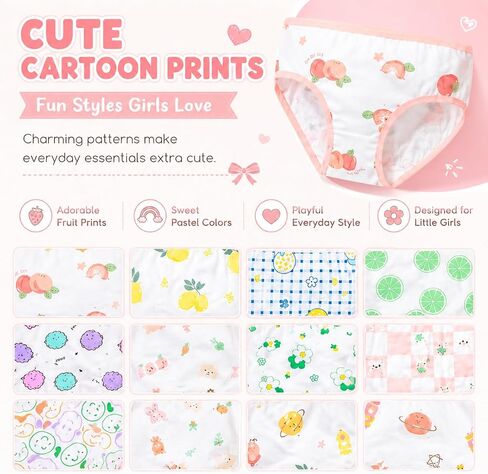 12 Pack Panties Soft Comfort Knickers Cotton Underwear Little Girls Assorted Briefs（New） in Kuwait