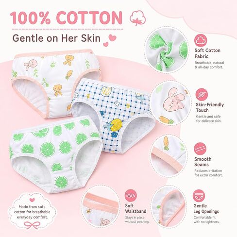 12 Pack Panties Soft Comfort Knickers Cotton Underwear Little Girls Assorted Briefs（New） in Kuwait