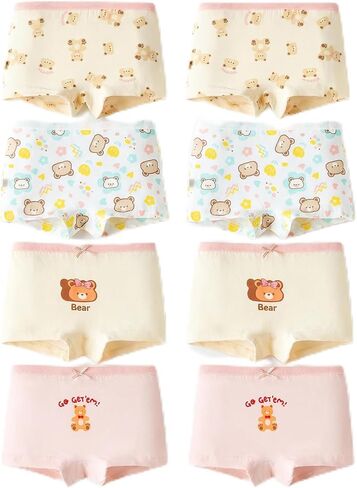 8 Pack Girl's Cotton Underwear, Toddler Girl Tagless Panties Kids Breathable Comfort Panty Briefs Age 2T-10 in Saudi Arabia
