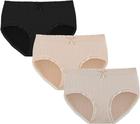 PATPAT Girls' Underwear, Soft Panties for Kids Teens, Comfort Breathable Light Briefs, 3-Pack, Size M for 9 10 11 12 13 Year in Saudi Arabia