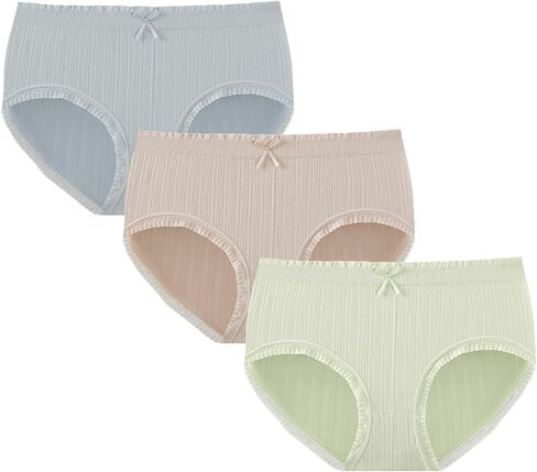 PATPAT Girls' Underwear, Soft Panties for Kids Teens, Comfort Breathable Light Briefs, 3-Pack, Size M for 9 10 11 12 13 Year in Saudi Arabia