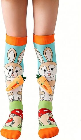 Cute Crazy Socks for Kids Girls, 3D Over The Knee Wacky Socks for Ugly Sweater Party, Silly Sock Christmas Birthday Gift in Saudi Arabia