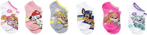 Nickelodeon Paw Patrol No Show Character Socks for Girls - 6 Pair Multi Pack - Skye, Marshall, Chase - Shoe Size 7-10 in Kuwait