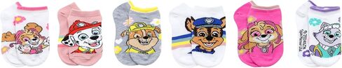 Nickelodeon Paw Patrol No Show Character Socks for Girls - 6 Pair Multi Pack - Skye, Marshall, Chase - Shoe Size 7-10 in Kuwait