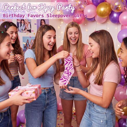 12 Pairs K Pop Socks Favors Party Purple Lightning Pattern Crew Socks for Girls Birthday Favors Gifts Bags Filler in Kuwait