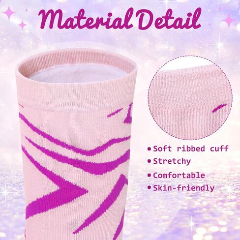 12 Pairs K Pop Socks Favors Party Purple Lightning Pattern Crew Socks for Girls Birthday Favors Gifts Bags Filler in Kuwait