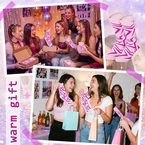 12 Pairs K Pop Socks Favors Party Purple Lightning Pattern Crew Socks for Girls Birthday Favors Gifts Bags Filler in Kuwait