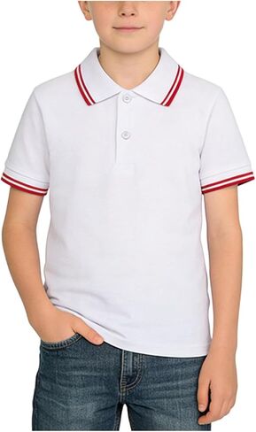 Boys Girls School Uniform Short Sleeve Polos Shirt Classic Casual Cotton Button Closure T-Shirts Kids Summer Clothes in Kuwait