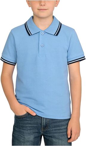 Boys Girls School Uniform Short Sleeve Polos Shirt Classic Casual Cotton Button Closure T-Shirts Kids Summer Clothes in Kuwait