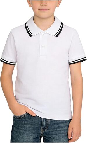 Boys Girls School Uniform Short Sleeve Polos Shirt Classic Casual Cotton Button Closure T-Shirts Kids Summer Clothes in Kuwait
