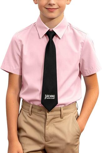 Kids Uniform Shirts with Tie Back to School Collar Short Sleeve Button Down Dress Shirt Comfort Formal Casual Outfits in Saudi Arabia