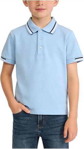 Boys Girls Classic School Uniform T-Shirts Kids Summer Cotton Athletic Polos Shirts Short Sleeve Soft Button Closure in Kuwait
