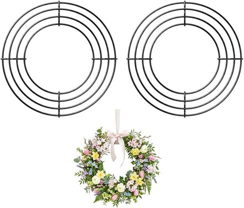 2 Pack Wreath Frames 12 Inch, Round Metal Wreath Form | Wire Wreaths Frame for Halloween Christmas Decorations DIY Craft Supplies in Kuwait
