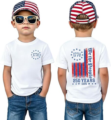 GLIGLITTR Toddler Boys Girls 4th of July Shirt 250 Anniversary USA We The People T-Shirt Kids Patriotic American Flag Tee Top in Kuwait