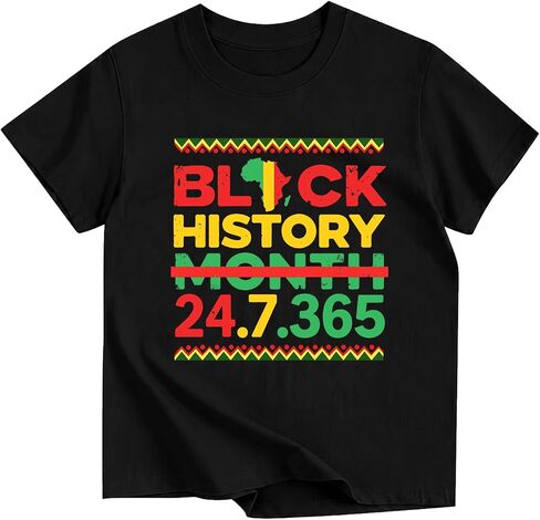 Juneteenth T-Shirts Boys Girls Black History Shirts Cotton Short Sleeve Tees 3-13 Years in Kuwait