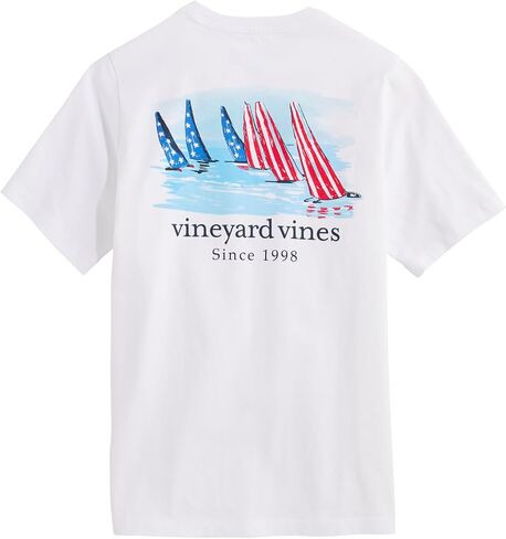 تي شيرت Vineyard Vines للأولاد بجيب قصير الأكمام للإبحار في الولايات المتحدة الأمريكية in Kuwait