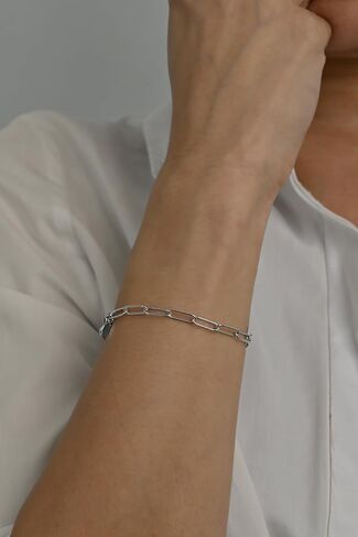 ONI Collective Mini Clip Bracelet - 925 Sterling Silver with Rhodium or 14K Gold Plating, Delicate Paperclip Chain Bracelet in Saudi Arabia
