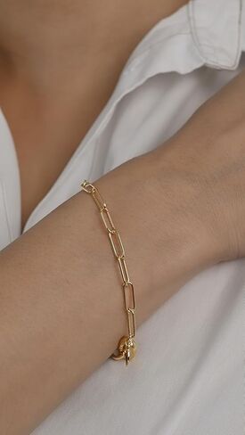 ONI Collective Mini Clip Bracelet - 925 Sterling Silver with Rhodium or 14K Gold Plating, Delicate Paperclip Chain Bracelet in Saudi Arabia