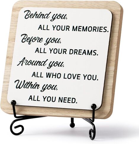 2026 Graduation Quote Decorations, Positive Behind You All Your Memories Wooden Box Block Sign Table Decor With Bracket, for Home Rustic Farmhouse Shelf Decoration College Graduation Party Gift. in Kuwait