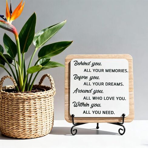 2026 Graduation Quote Decorations, Positive Behind You All Your Memories Wooden Box Block Sign Table Decor With Bracket, for Home Rustic Farmhouse Shelf Decoration College Graduation Party Gift. in Saudi Arabia