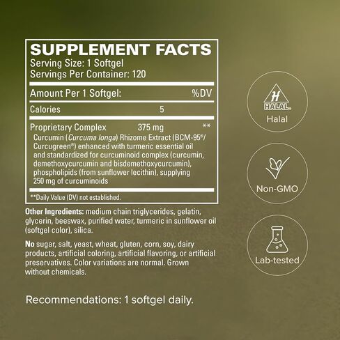 Terry Naturally CuraMed 375 mg (2 Pack) - 120 Softgels - Superior Absorption BCM-95 Curcumin Supplement, Promotes Healthy Inflammation Response - Non-GMO, Gluten-Free, Halal - 120 Servings in Kuwait