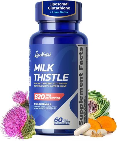 Milk Thistle Liver Health Support — 80% Silymarin, Liposomal Glutathione, 12-in-1 Formula with NAC, Turmeric, Artichoke — Antioxidant, Metabolism & Energy Support — 60 Capsules in Saudi Arabia
