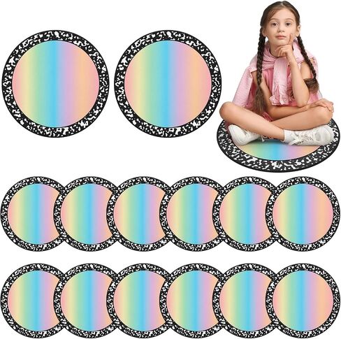 12 Pcs Pastel Classroom Decor Carpet Seats for Preschool Kindergarten Learning Playing Area 17 Inch Round Classroom Rug Floor Cushions Non Slip Cushion Decor in Kuwait
